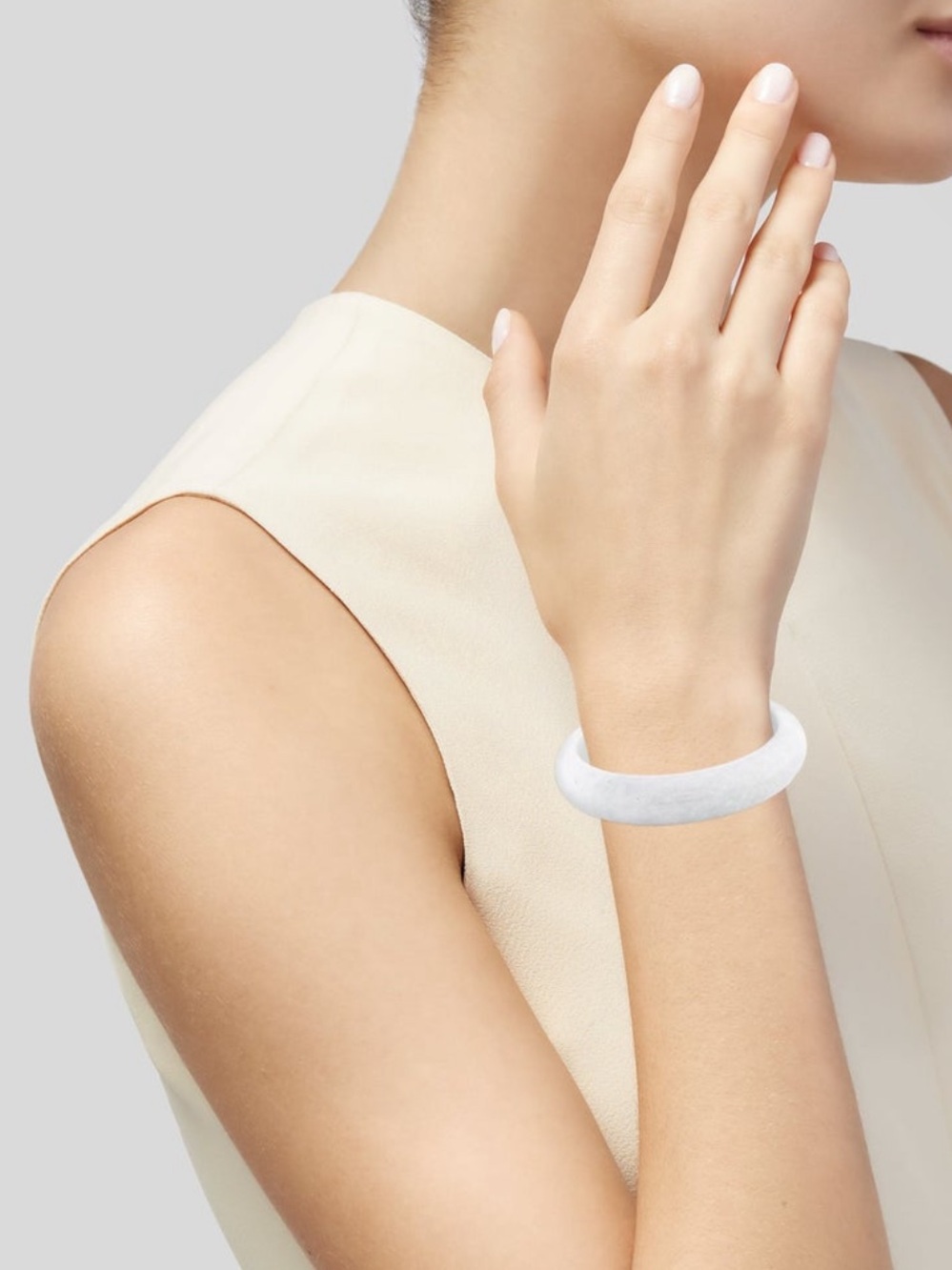 Authentic Jadeite White Bangle Bracelet